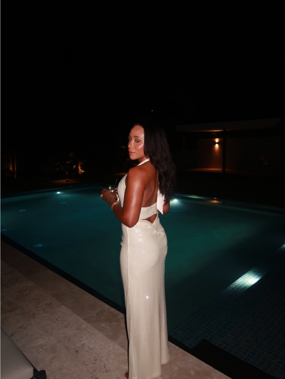 Peppermayo Cream Sequin Halter Dress - Picture 2 of 3